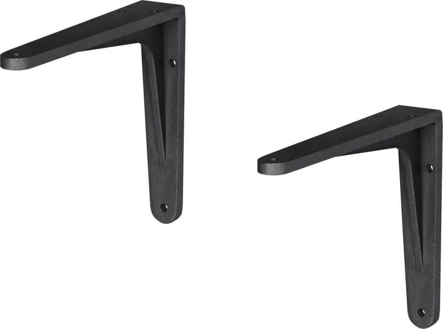 Merkloos Sans marque 2x stuks plankdragers aluminium zwart gemoffeld 14 x 11 5 cm schapdragers planksteun planksteunen wandplankdragers