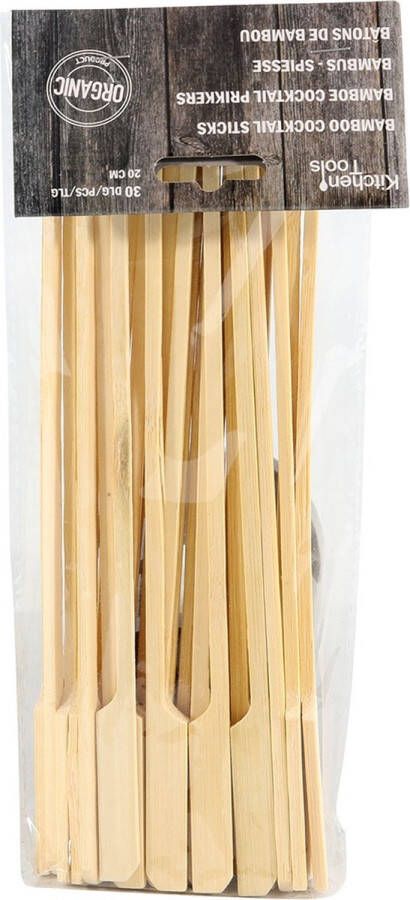 Trendo 30x Bamboe houten sate prikkers spiezen 20 cm Vleespennen BBQ spiezen Cocktail prikkers