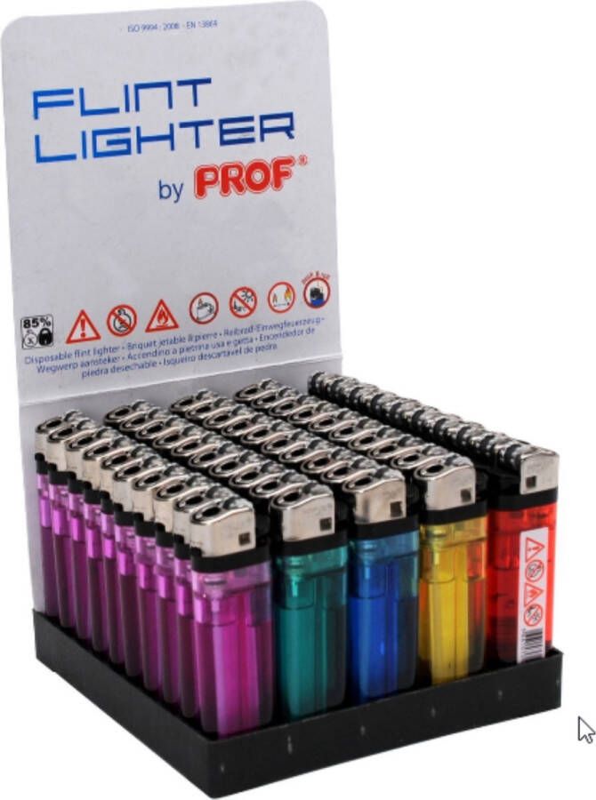 Trendo 50x Aanstekers in verschillende kleuren 2 x 1 x 8 cm Sigaretten aanstekers wegwerpaanstekers