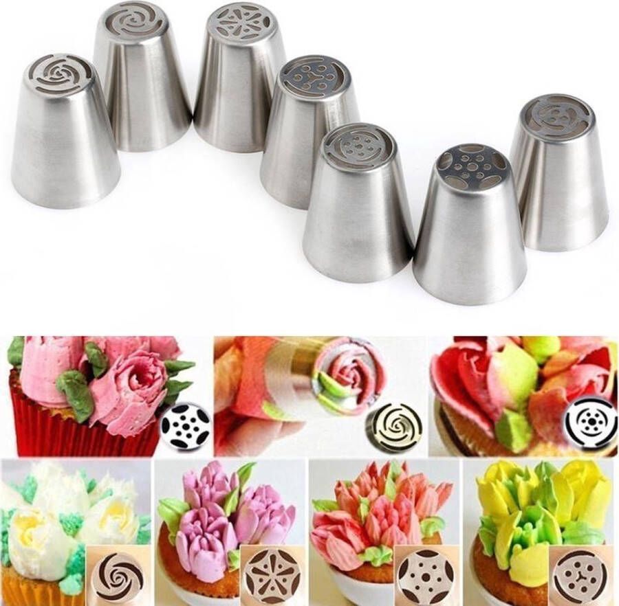 Trendo 7 RVS spuitmondjes set Tulp vorm