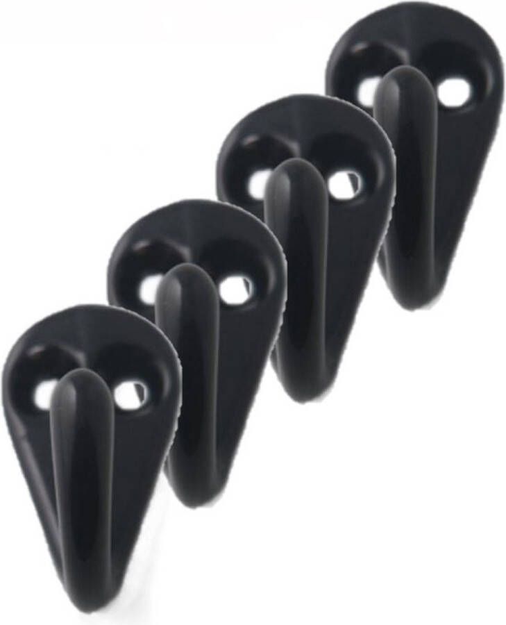 Trendo 8x Luxe kapstokhaken jashaken zwart met enkele haak 3 6 x 1 9 cm aluminium kapstokhaakjes garderobe haakjes