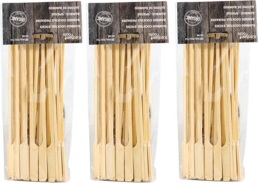 Trendo 90x Bamboe houten sate prikkers spiezen 20 cm Vleespennen BBQ spiezen Cocktail prikkers