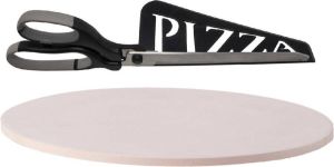 Trendo BBQ oven pizzasteen rond keramiek 30 cm Met zwarte pizzaschaar 30cm