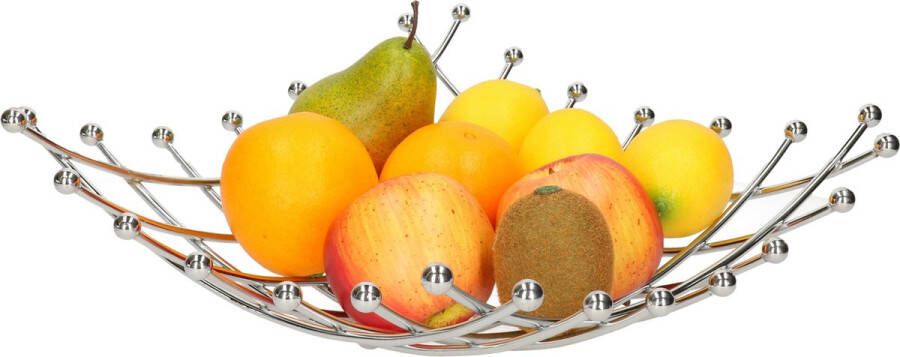 Trendo Fruitschaal chroom 32 x 32 cm Fruitschalen fruitmanden Basic model