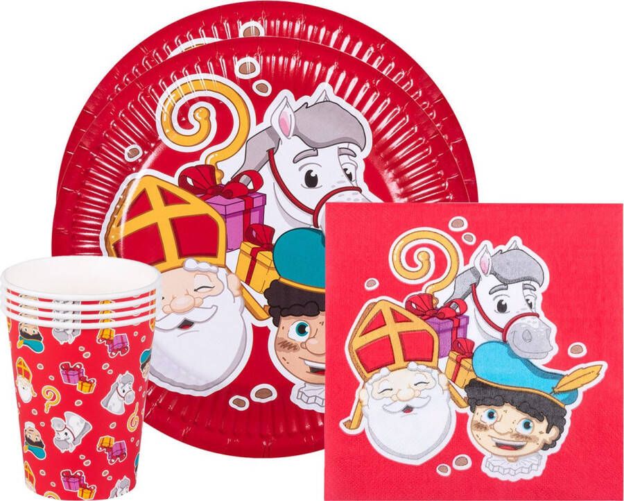 Gedekte tafel set Sinterklaas Bekers bordjes servetten voor 40x personen Feestartikelen