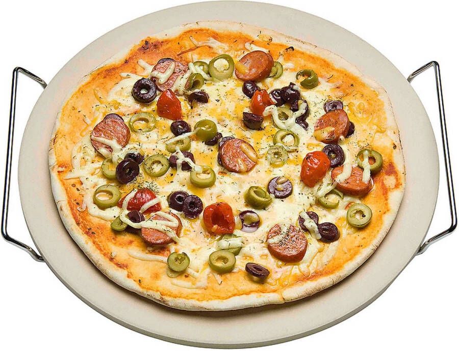 Trendo Pizzasteen met serveerrek (33 cm)