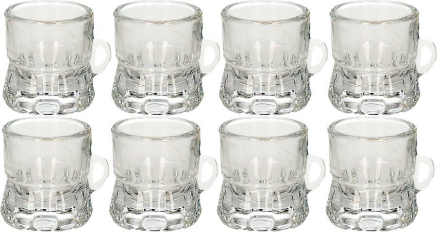 Trendo Set van 10x stuks shotglas vorm bierpul glaasje glas met handvat van 2cl Feestjes verjaardag Oktoberfest