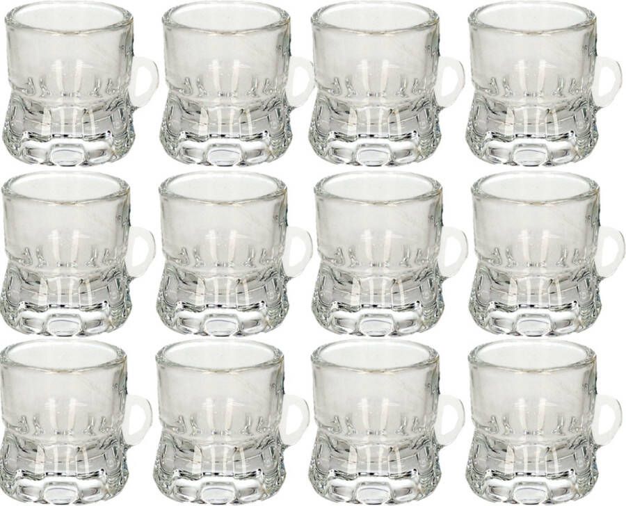 Trendo Set van 20x stuks shotglas vorm bierpul glaasje glas met handvat van 2cl Feestjes verjaardag Oktoberfest
