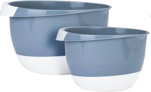 Trendo Set van 2x mengkommen roerkommen kunststof turquoise blauw 2L en 3 5L Beslagkommen Saladekommen