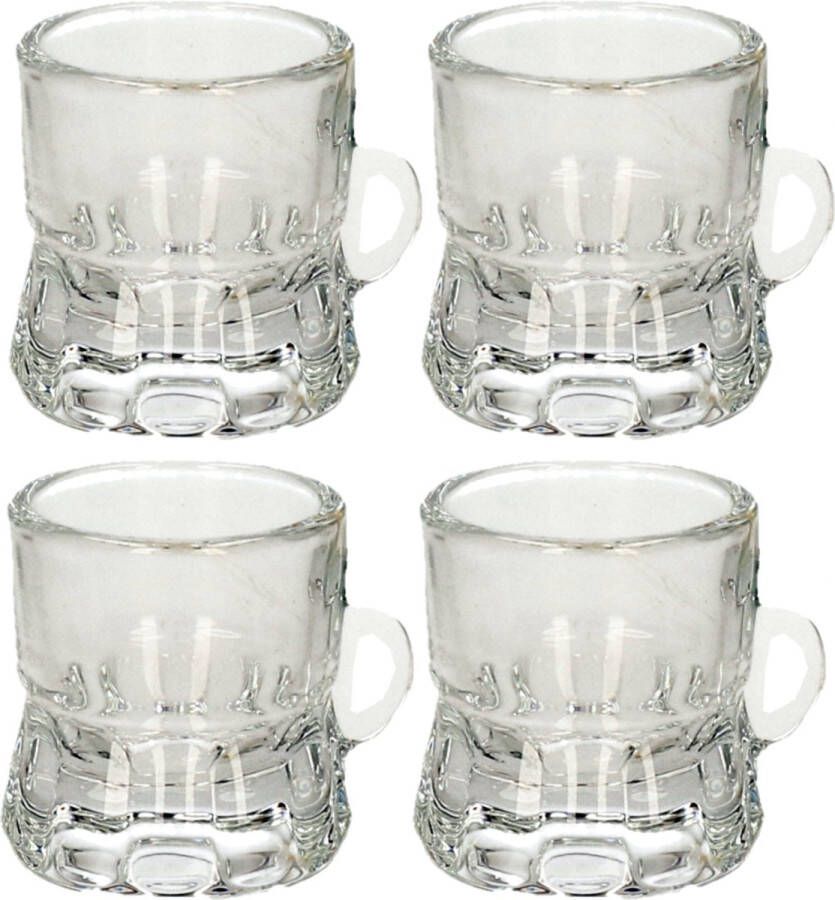 Trendo Set van 8x stuks shotglas vorm bierpul glaasje glas met handvat van 2cl Feestjes verjaardag Oktoberfest
