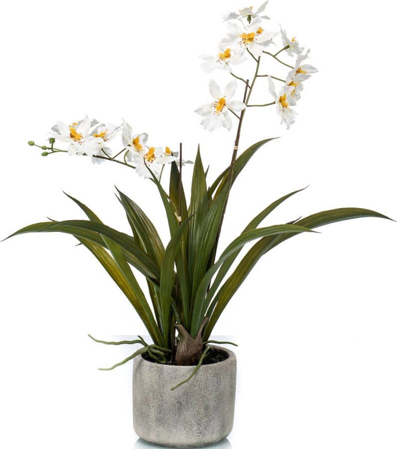 Merkloos Sans marque Witte orchidee kunstplant in keramische pot 45 cm Orchidaceae Woondecoratie accessoires Kunstplanten Nepplanten Orchidee planten in pot