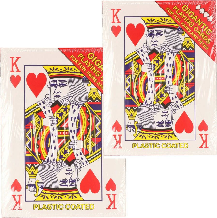 Merkloos XL Speelkaarten 2x pakjes rood 20 x 28 cm Kaartspel