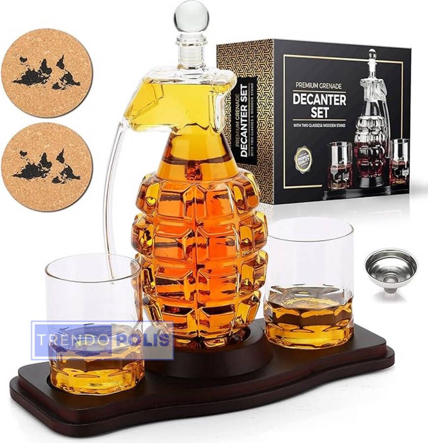 Trendopolis Whiskeyglazen Set: Waar Kunst en Genot Samenkomen Whiskey Karaf Whisky Set