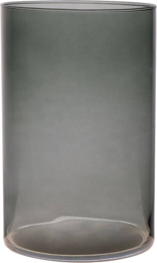 Trendoz Bloemenvaas Neville donkergrijs transparant glas D14 x H21 cm Cilinder vorm