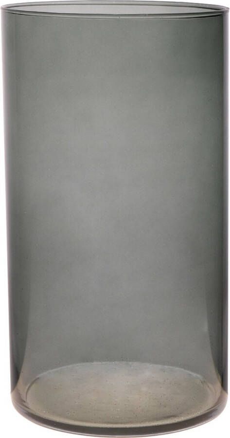 Trendoz Bloemenvaas Neville donkergrijs transparant glas D16 x H30 cm Cilinder vorm