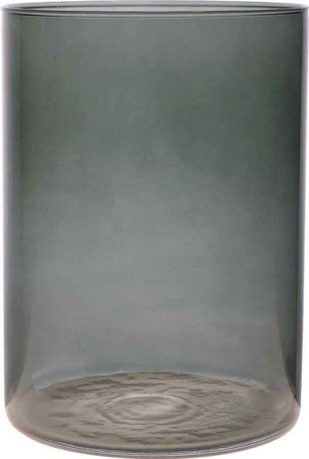 Trendoz Bloemenvaas Neville donkergrijs transparant glas D18 x H25 cm Cilinder vorm