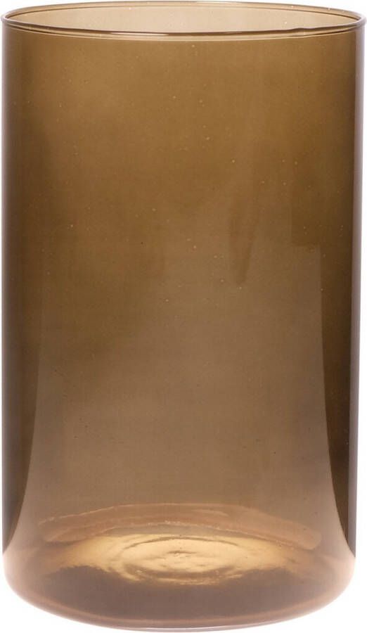 Trendoz Bloemenvaas Neville lichtbruin transparant glas D14 x H21 cm Cilinder vorm