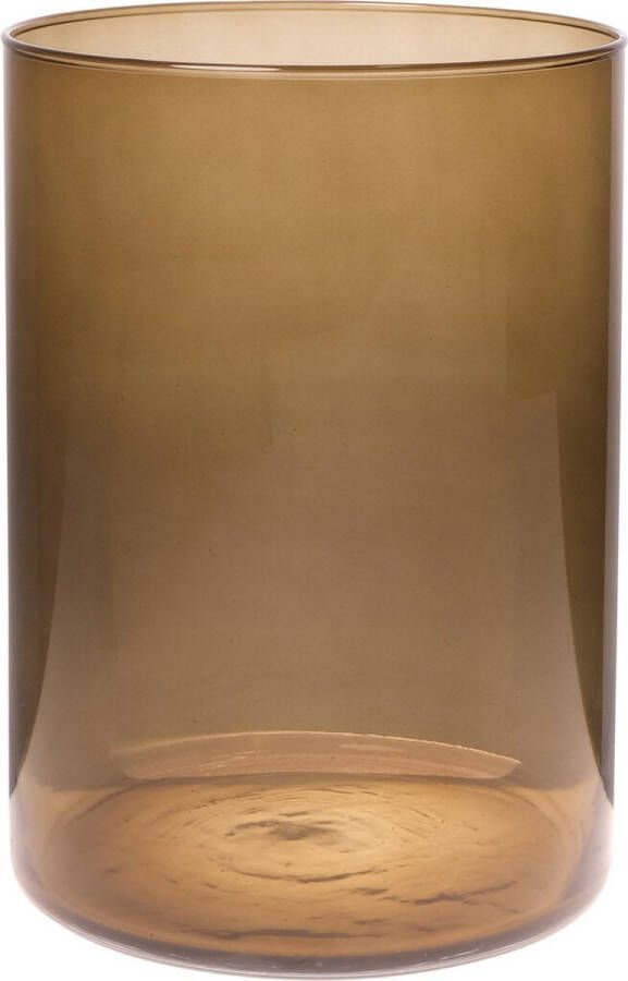 Trendoz Bloemenvaas Neville lichtbruin transparant glas D18 x H25 cm Cilinder vorm