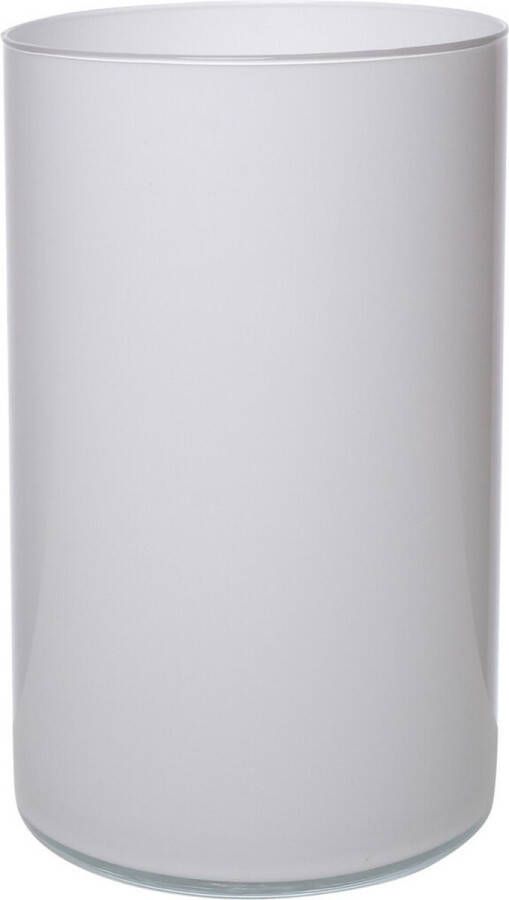 Trendoz Bloemenvaas Neville mat wit glas D16 x H30 cm Cilinder vorm