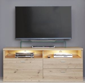 Trendteam Echo TV-meubel 2 laden 2 open vakken 1 klep incl. verlichting eiken decor.