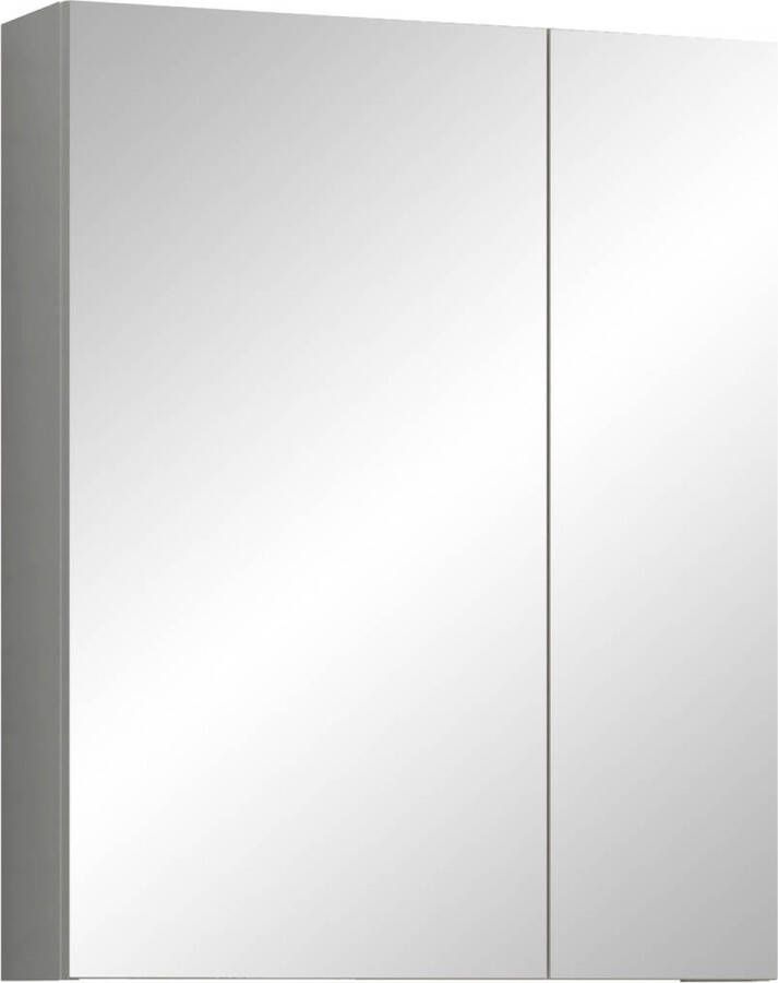 Trendteam smart living spiegelkast hout front: wit hoogglans Body: gerookt zilver 60 x 75 x 16 cm