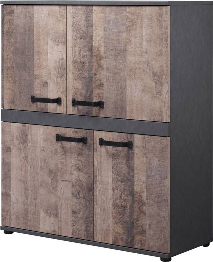 Trendteam smart living Stripe Highboard eiken tabak-matera 100 x 118 x 41 cm