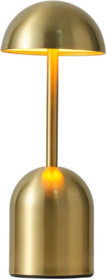 Trendup Tafellamp met Luxe Ontwerp LED Verlichting – Watervast Ontwerp USB Oplaadbaar met Touch Bediening – Dimbare Bureaulamp met Warm Wit Licht – 10 cm Goud