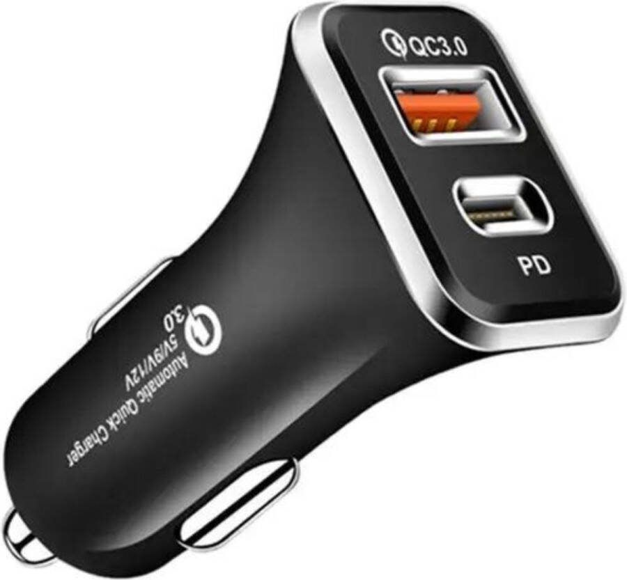 TrendX Autolader USB autolader 2 poorten QC3.0 Auto lader Sigarettenaansteker USB oplader auto oplader USB Zwart