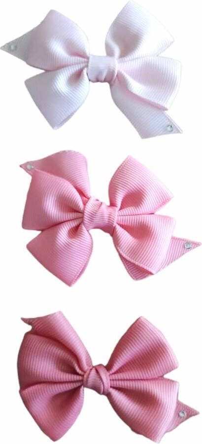 Trendy haarspeldjes met Strik Setje 3 Haarclips Haaraccessoires Peuter Kleuter Meisje Roze Oudroze