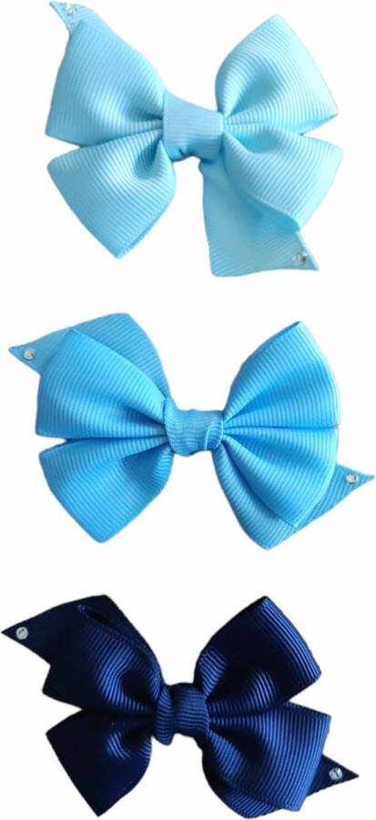 Trendy haarspeldjes met Strik Setje 3 Haarclips Haaraccessoires Peuter Kleuter Meisjes Blauw