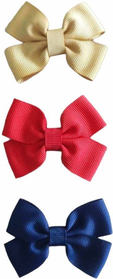Trendy haarspeldjes met Strik Setje 3 Haarclips Haaraccessoires Peuter Kleuter Meisjes Goud Rood Blauw
