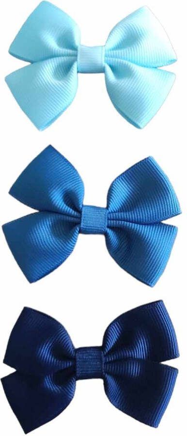 Trendy haarspeldjes met Strik Setje 3 Haarclips Haaraccessoires Peuter Kleuter Meisjes Zachtblauw Jeansblauw Donkerblauw