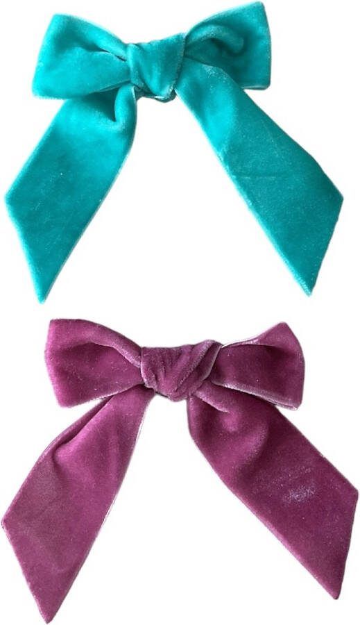 Trendy haarspeldjes Setje Haarspeldjes Fluwelen Strik Meisjes Haaraccessoires Peuter Kleuter Haarclips Vintage Roze Licht Aquamarijn