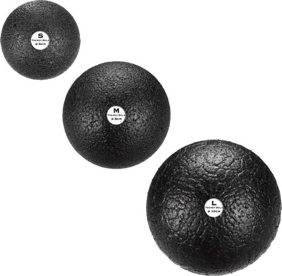 Trendy sport Massageballen set van 3 ballen Trendy Bola Trigger point therapie ballen 3 verschillende afmetingen S(6cm) M(8cm) L(10cm) Zwart