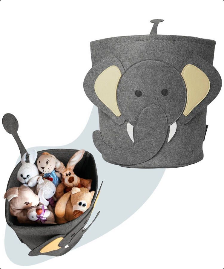 Trendyblend Wasmand & Opbergmand Kinderkamer – Speelgoedmand Olifant voor Kinderen – Jungle Speelgoedkist