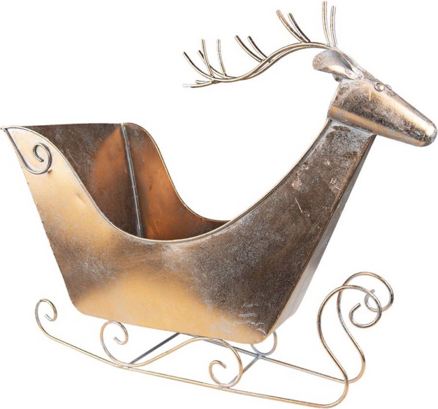 Beeld Slee 54 cm Koperkleurig Metaal Rendier Kerst decoratie Decoratieve Accessoires