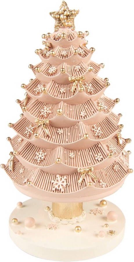 Trendybywave Muziekdoos Kerstboom 20 cm Roze Kunststof Kerstdecoratie Beeld Decoratief Figuur Decoratieve Accessoires