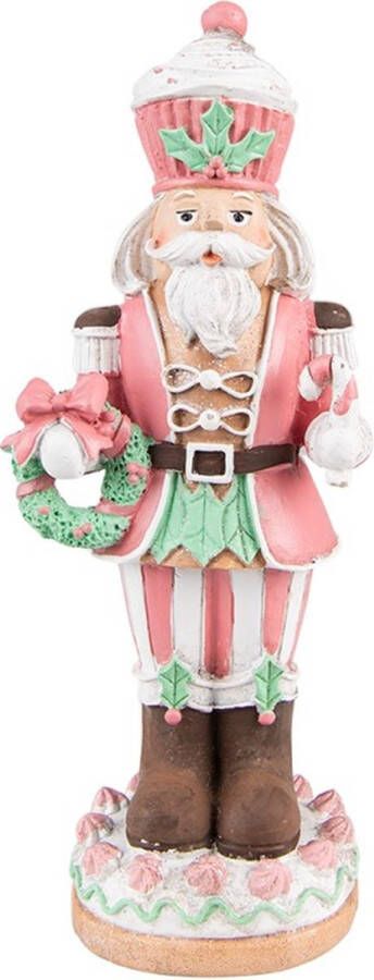 Trendybywave Notenkraker kerstman 24 cm hoog roze kunststof kerstdecoratie