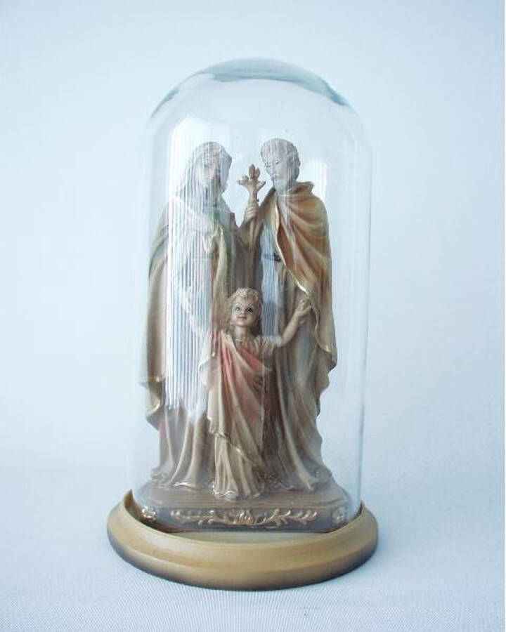 Trendybywave Sculptuur 27 cm hoog Maria met Jozef en Jezus onder een stolp van 27 cm