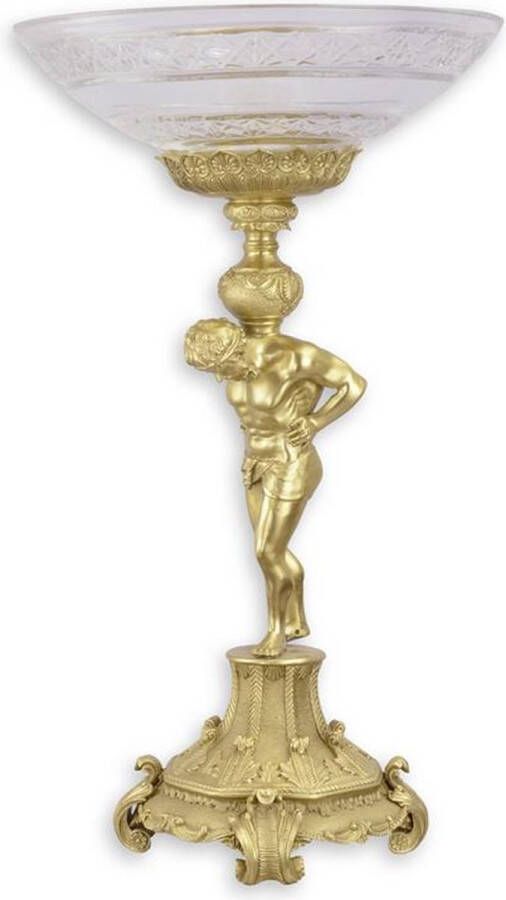 Trendybywave Serveerschaal op bronzen standaard Klassieke decoratie man Goudkleurige afwerking 56 4 cm hoog