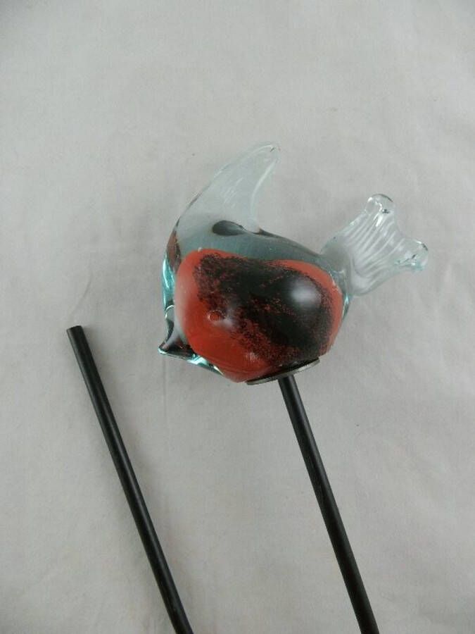 Trendybywave Tuinsteker glas 9 cm hoog maanvas zwart rood tuindecoratie