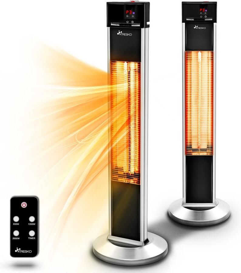 Tresko staande warmtestraler 2000W warmtestraler infraroodstraler terrasverwarmer