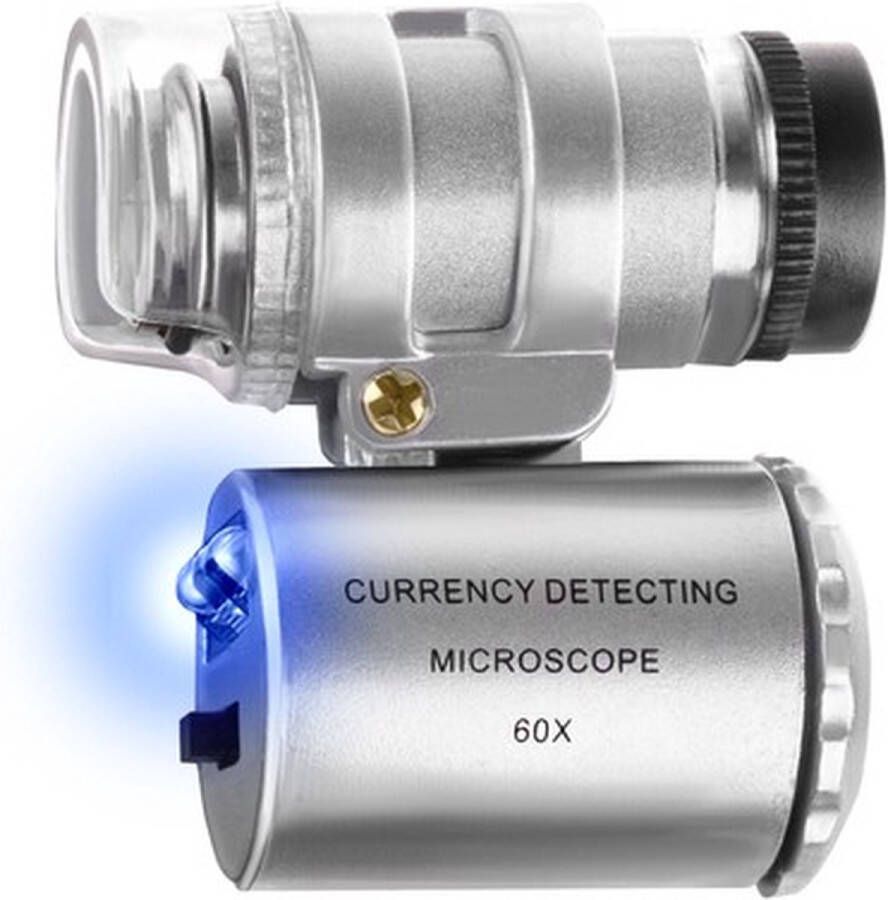 T.R.Goods T.R. Goods Mini microscoop Pocket microscoop Zakmicroscoop Microscoop Loep Loeplens Uv licht Valsgeld detectie -- 60x zoom