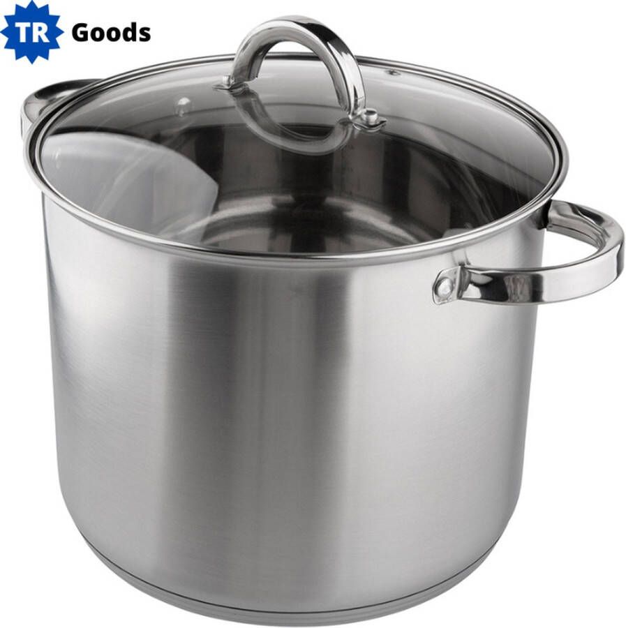 T.R.Goods T.R. Goods Soeppan RVS 8.5 Liter met Deksel Rvs met Deksel 24 cm Geschikt voor Inductie