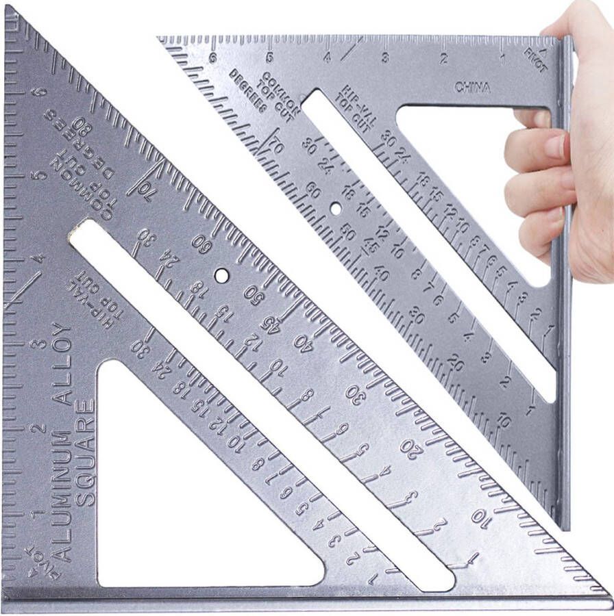 T.R.Goods T.R. Tools Speed Square Winkelhaak Timmerman Meet Driehoek Blokhaak gemaakt van Aluminium 5 in 1 Gradendriehoek