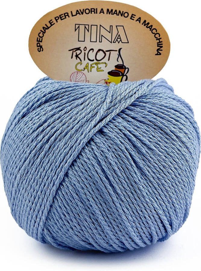 Tricot Cafè Tina puur katoenen garen super gemerceriseerd anti-pilling in glanzende kleur voor naald haaknaald: 4.50 5.00 lichtblauw 27 1 stuk 100 g