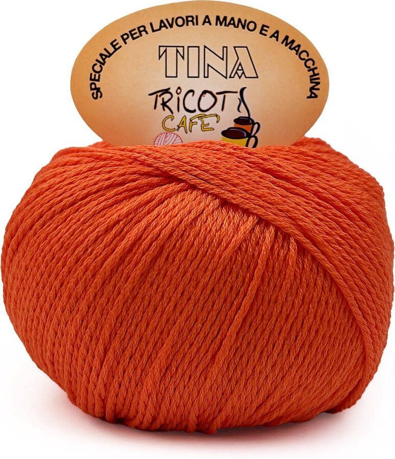 Tricot Cafè Tina puur katoenen garen super gemerceriseerd anti-pilling in glanzende kleur voor haaknaalden: 4.50 5.00 oranje 31 1 stuk 100 g