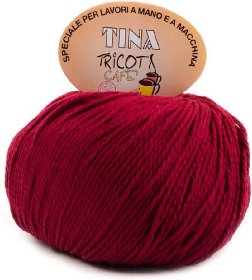 Tricot Cafè Tina puur katoenen garen super gemerceriseerd anti-pilling in glanzende kleur voor haaknaalden haaknaalden: 4 50 5 00 Bordeaux 45 1 stuk 100 g