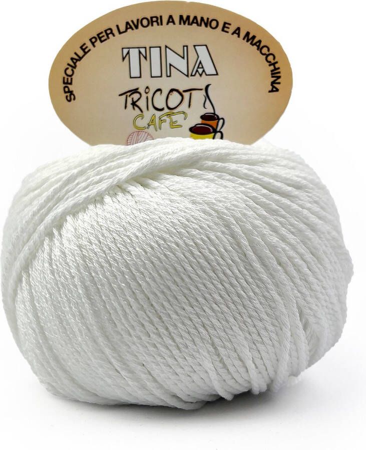 Tricot Cafè Tina Zuiver katoenen garen super gemerceriseerd anti-pilling in glanzende kleur voor haaknaalden: 4.50 5.00 wit 1 stuk 100 g