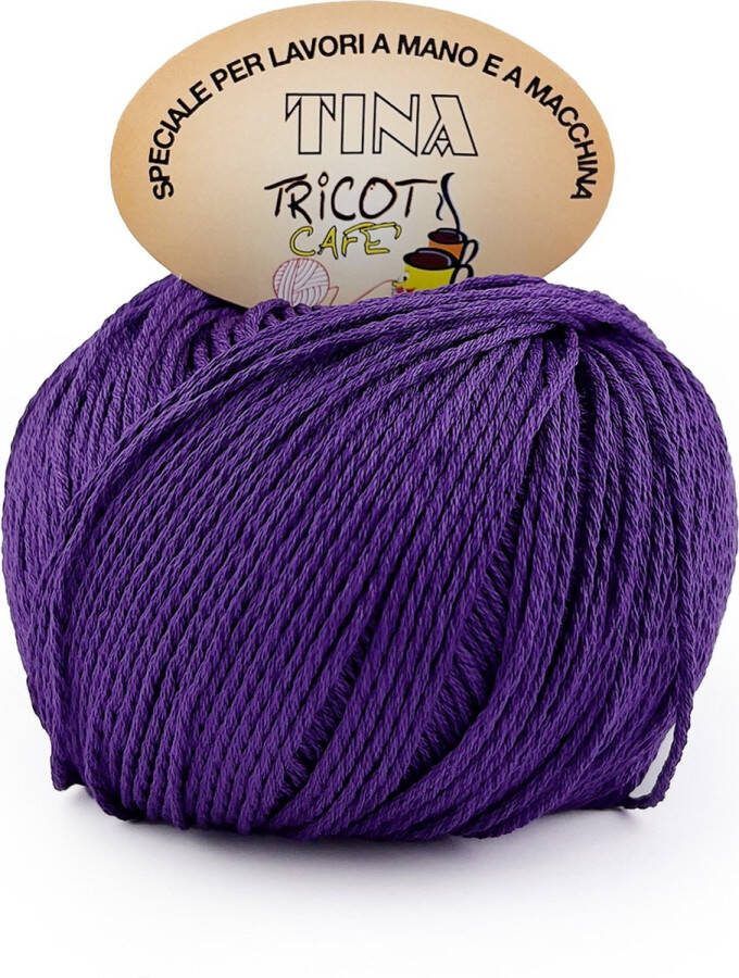 Tricot Cafè Tina Zuiver katoenen garen super gemerceriseerd anti-pilling in glanzende kleur voor haaknaalden: 4.50 5.00 Violet 201 1 stuk 100 g